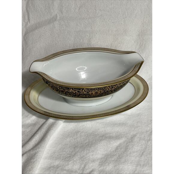 GRAVY BOAT WITH UNDERPLATE Noritake “Vienna” - Picture 1 of 7